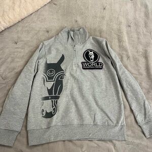 Gray Zip Up Jacket with Stylish Graphics